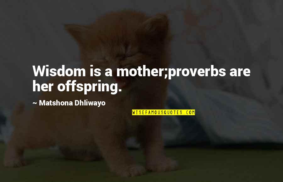 Proverbs Quotes By Matshona Dhliwayo: Wisdom is a mother;proverbs are her offspring.