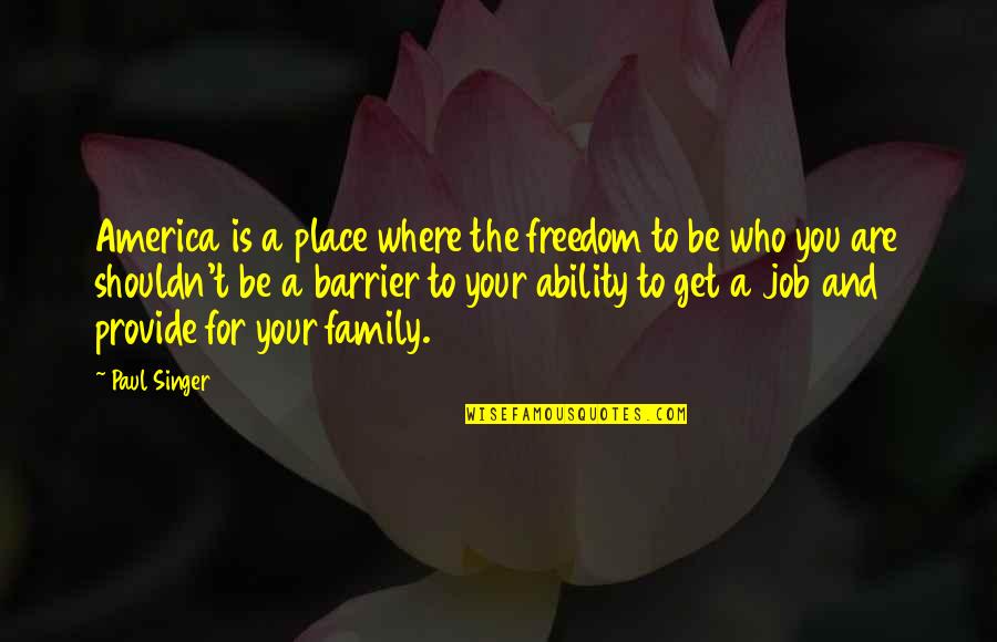 Provide For Family Quotes By Paul Singer: America is a place where the freedom to