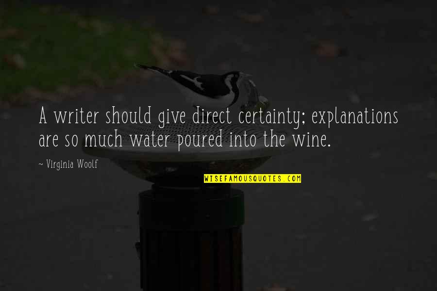Provide Value Quotes By Virginia Woolf: A writer should give direct certainty; explanations are