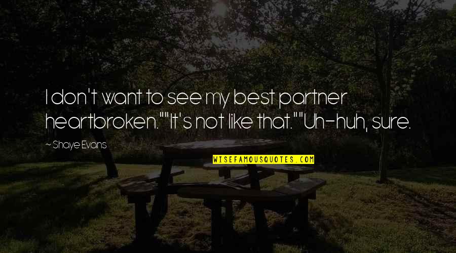 Provme Quotes By Shaye Evans: I don't want to see my best partner