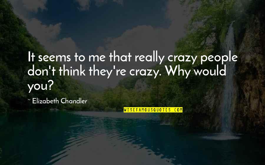 Provoking Quotes By Elizabeth Chandler: It seems to me that really crazy people