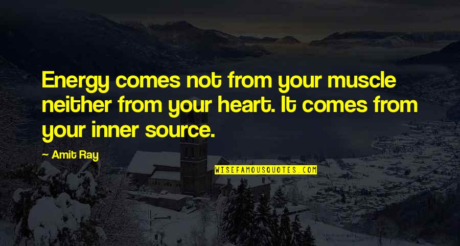 Prridge Quotes By Amit Ray: Energy comes not from your muscle neither from Prridge Quotes By Amit Ray: Energy comes not from your muscle neither from