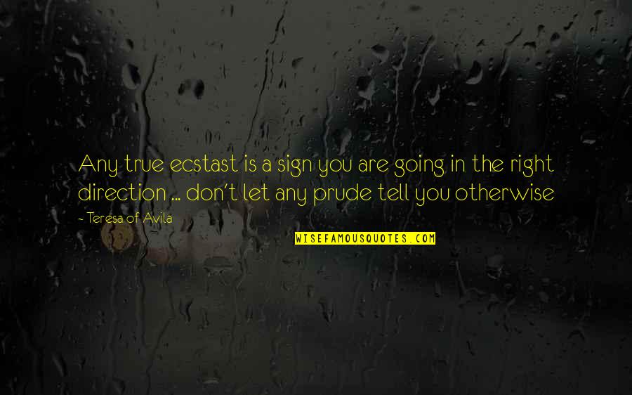 Prude Quotes By Teresa Of Avila: Any true ecstast is a sign you are Prude Quotes By Teresa Of Avila: Any true ecstast is a sign you are