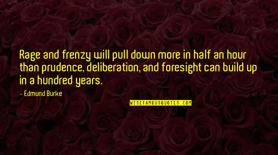 Prudence Quotes By Edmund Burke: Rage and frenzy will pull down more in