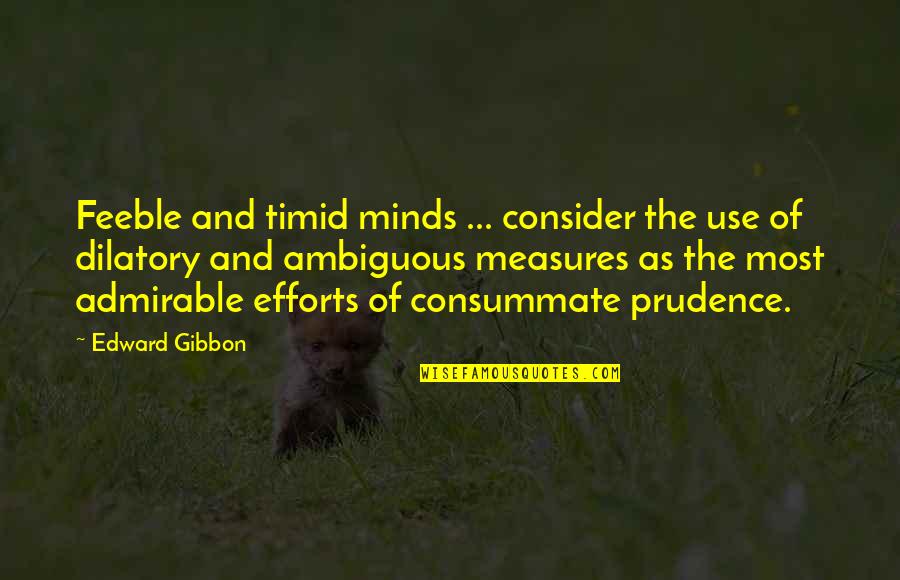 Prudence's Quotes By Edward Gibbon: Feeble and timid minds ... consider the use