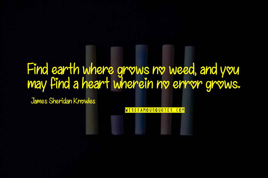 Prudenza Virt Quotes By James Sheridan Knowles: Find earth where grows no weed, and you