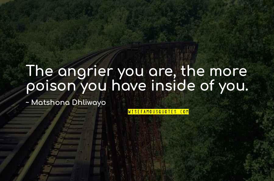 Prudnikova Dizayn Quotes By Matshona Dhliwayo: The angrier you are, the more poison you