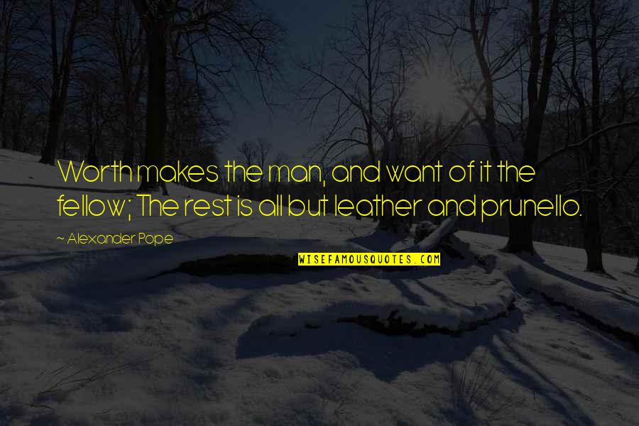 Prunello Quotes By Alexander Pope: Worth makes the man, and want of it Prunello Quotes By Alexander Pope: Worth makes the man, and want of it