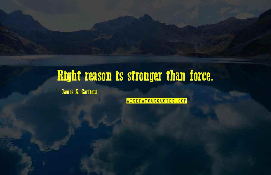 Prunesquallor Quotes By James A. Garfield: Right reason is stronger than force.