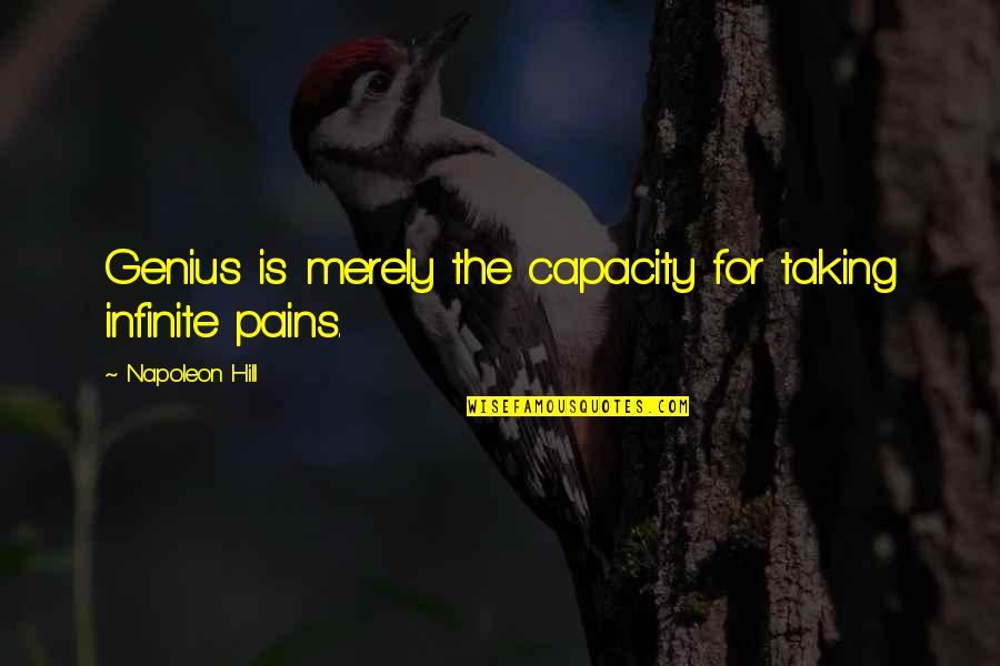 Prythian Court Quotes By Napoleon Hill: Genius is merely the capacity for taking infinite Prythian Court Quotes By Napoleon Hill: Genius is merely the capacity for taking infinite