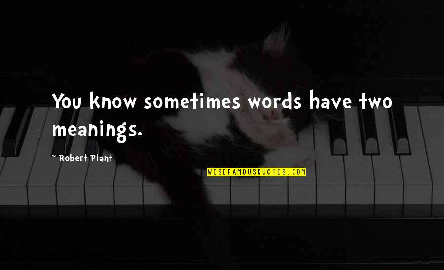 Przedmioty Humanistyczne Quotes By Robert Plant: You know sometimes words have two meanings. Przedmioty Humanistyczne Quotes By Robert Plant: You know sometimes words have two meanings.