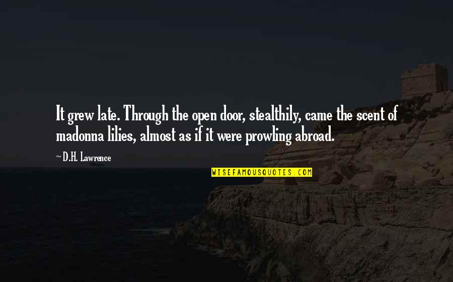 Pse Daily Quotes By D.H. Lawrence: It grew late. Through the open door, stealthily,