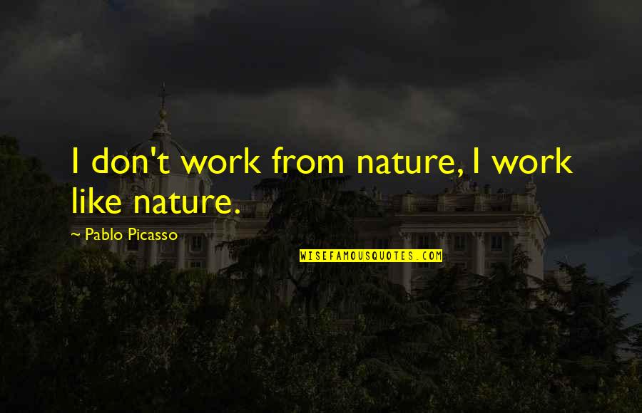 Pseudo Wise Quotes By Pablo Picasso: I don't work from nature, I work like