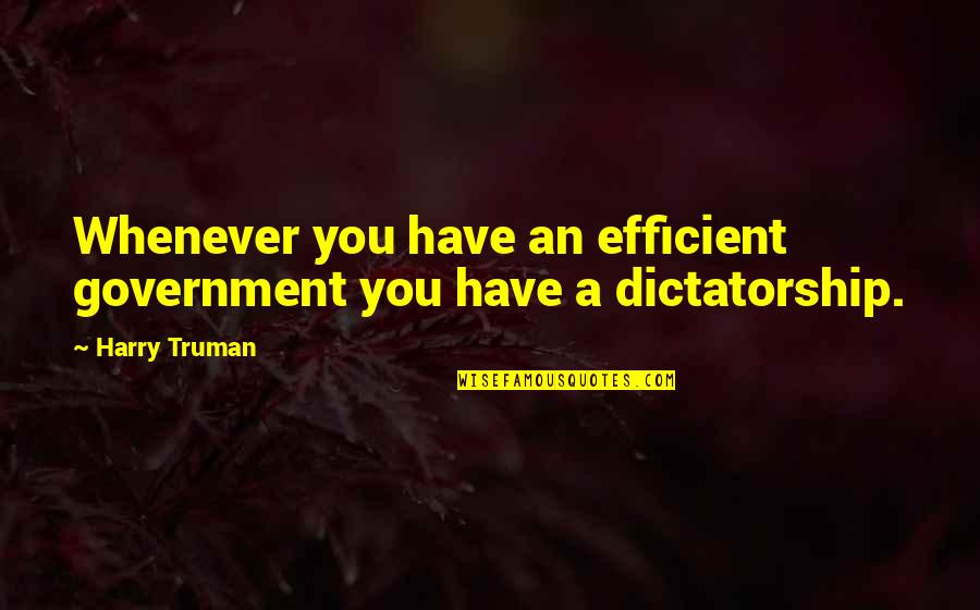 Pseudogeneric Quotes By Harry Truman: Whenever you have an efficient government you have