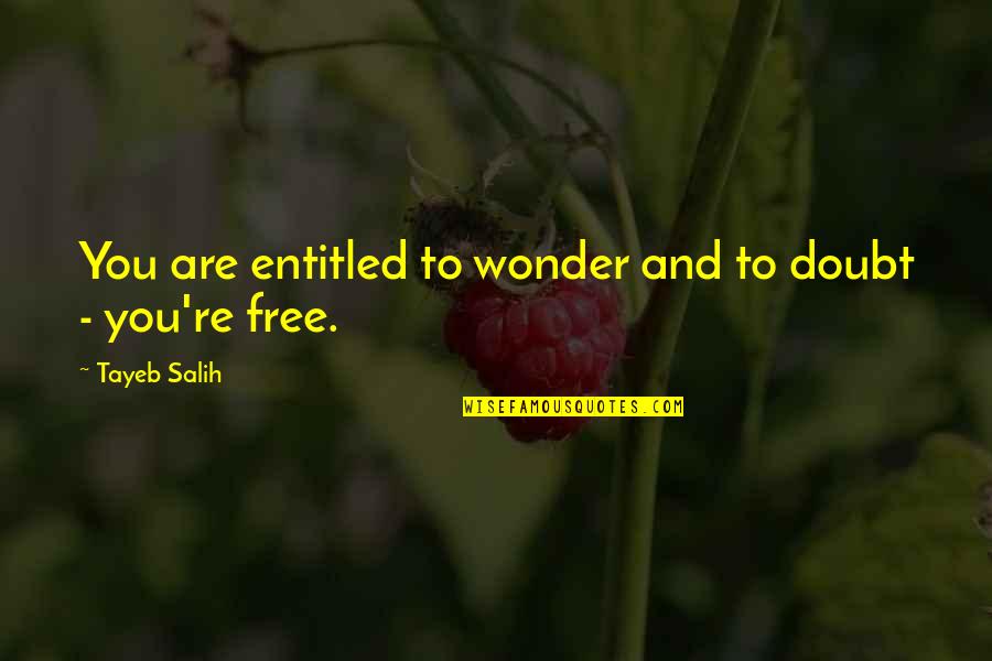 Pshaw Origin Quotes By Tayeb Salih: You are entitled to wonder and to doubt Pshaw Origin Quotes By Tayeb Salih: You are entitled to wonder and to doubt