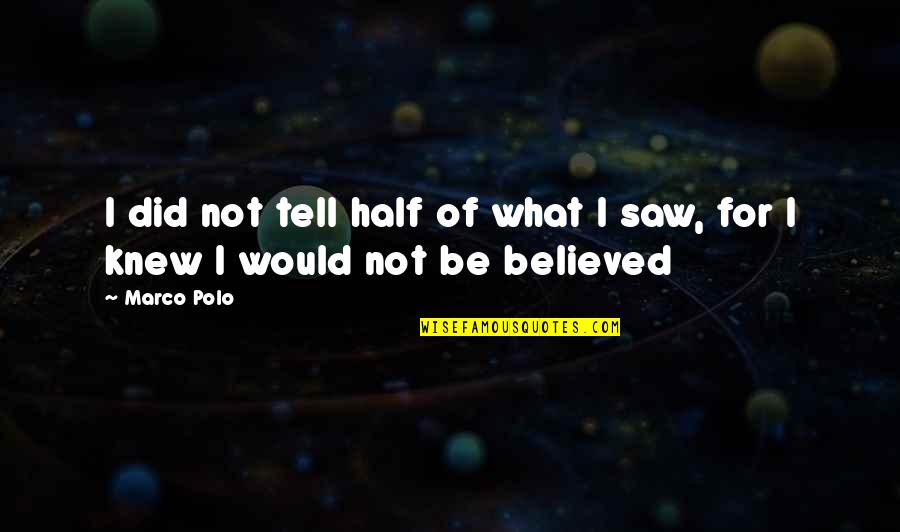 Psithurism Quotes By Marco Polo: I did not tell half of what I
