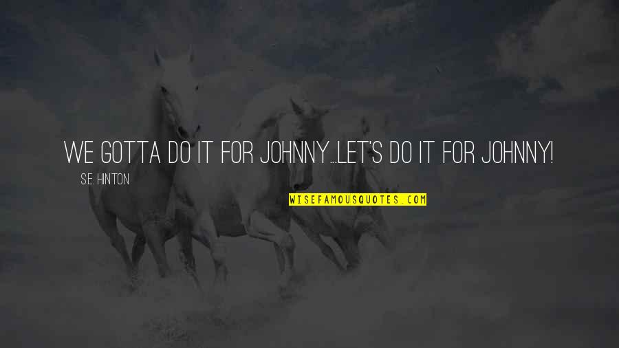 Psychiater Quotes By S.E. Hinton: We gotta do it for Johnny...Let's do it