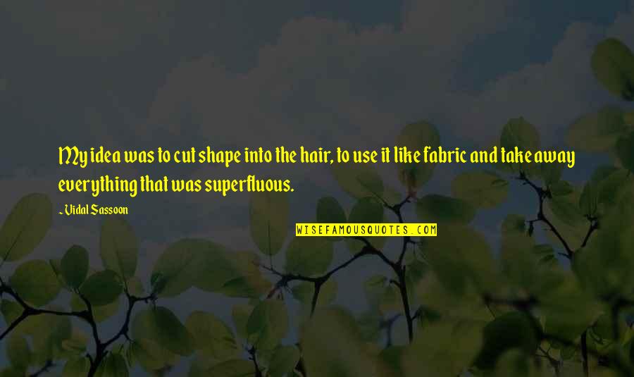 Psychiatric Hospitals Quotes By Vidal Sassoon: My idea was to cut shape into the