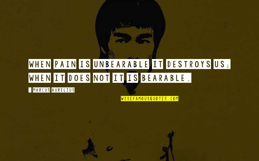 Psychometrics Example Quotes By Marcus Aurelius: When pain is unbearable it destroys us; when Psychometrics Example Quotes By Marcus Aurelius: When pain is unbearable it destroys us; when