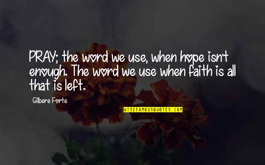 Psychotic Breaks Quotes By Gilbere Forte: PRAY; the word we use, when hope isn't
