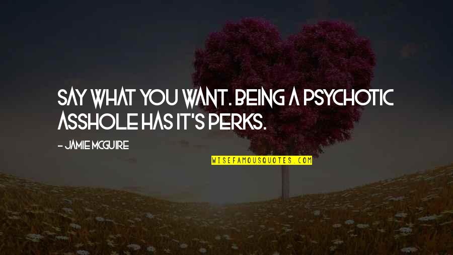 Psychotic Quotes By Jamie McGuire: Say what you want. Being a psychotic asshole