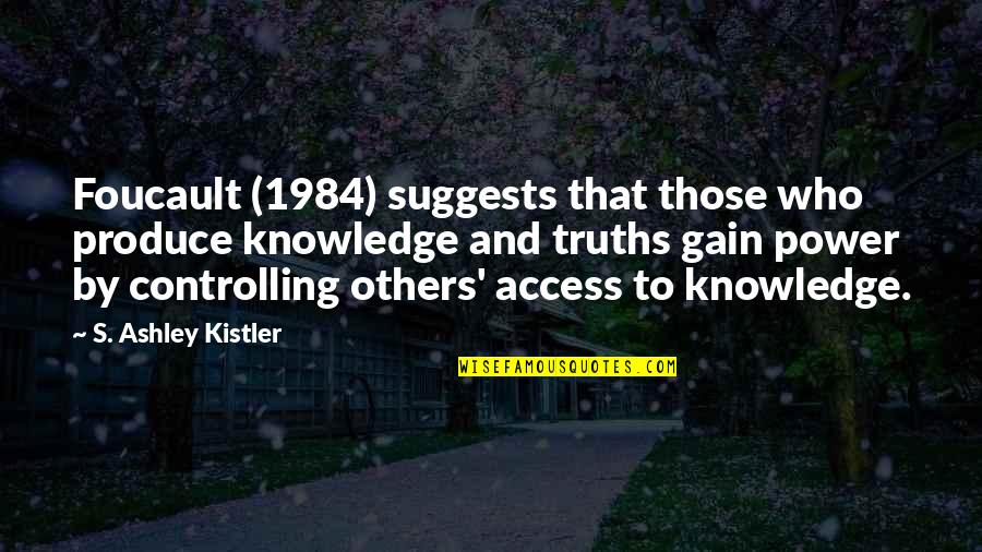 Psyhology Quotes By S. Ashley Kistler: Foucault (1984) suggests that those who produce knowledge Psyhology Quotes By S. Ashley Kistler: Foucault (1984) suggests that those who produce knowledge