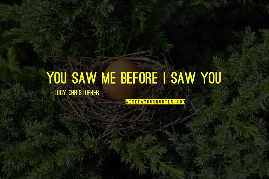 Public Diplomacy Quotes By Lucy Christopher: You saw me before I saw you