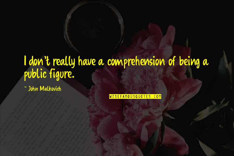 Public Figure Quotes By John Malkovich: I don't really have a comprehension of being