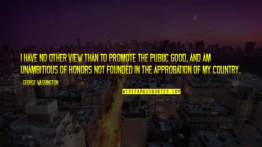 Public Good Quotes By George Washington: I have no other view than to promote