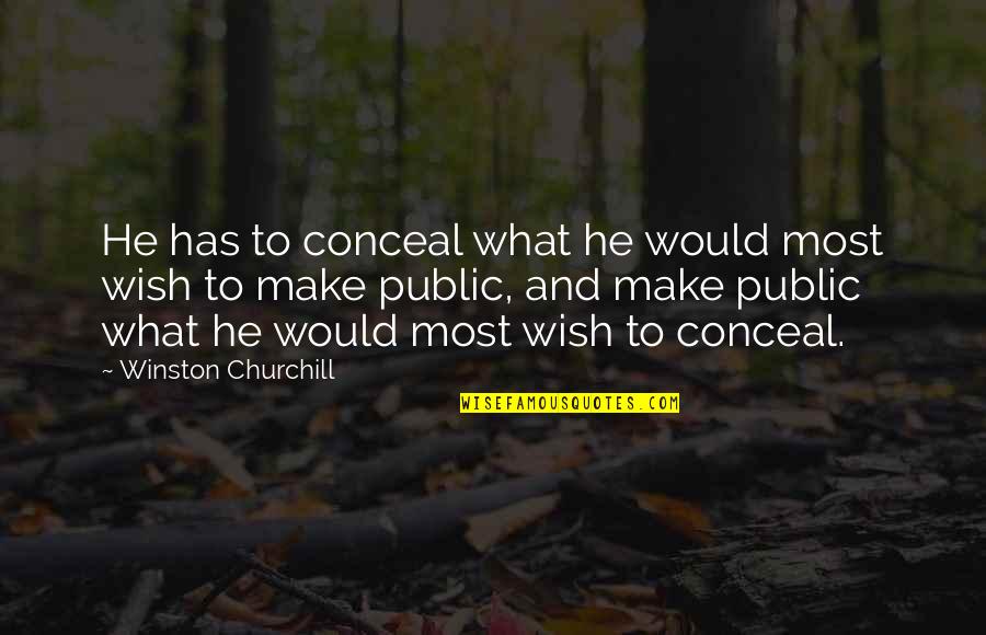 Public Government Quotes By Winston Churchill: He has to conceal what he would most