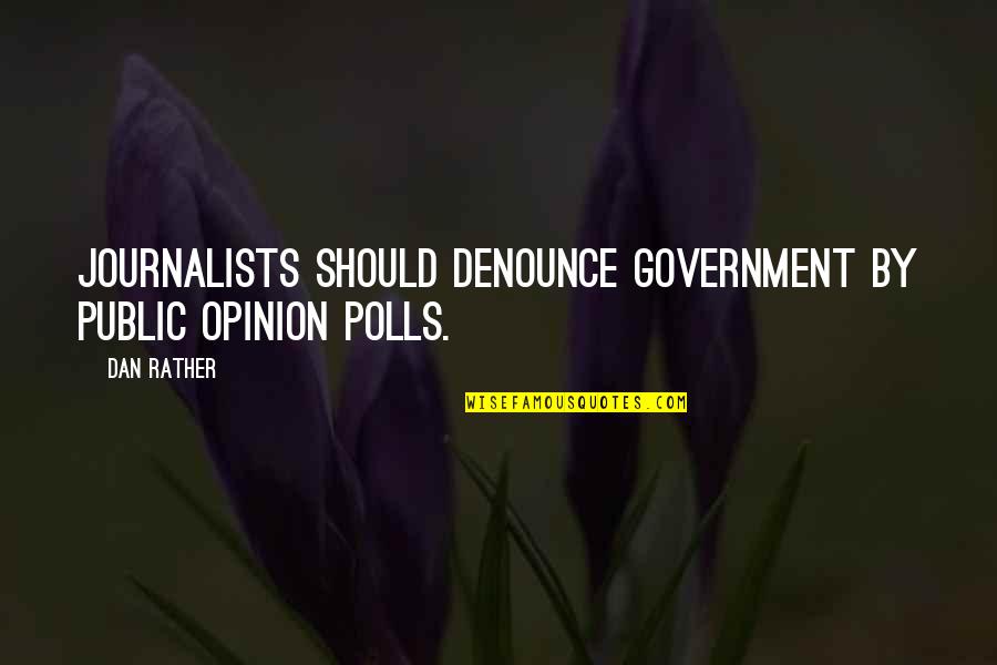 Public Opinion Quotes By Dan Rather: Journalists should denounce government by public opinion polls.