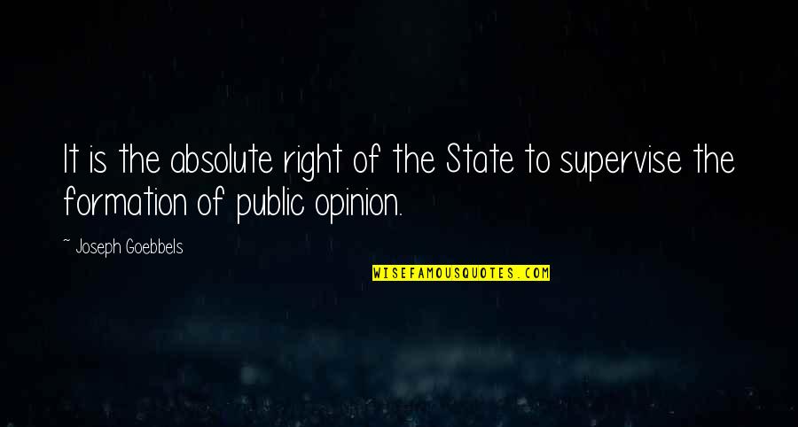Public Opinion Quotes By Joseph Goebbels: It is the absolute right of the State