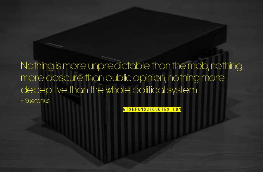 Public Opinion Quotes By Suetonius: Nothing is more unpredictable than the mob, nothing