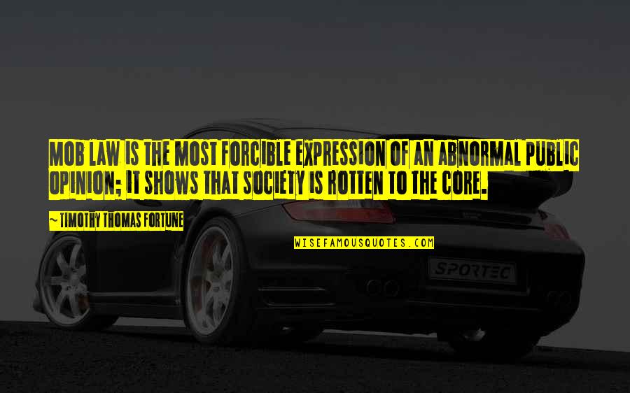 Public Opinion Quotes By Timothy Thomas Fortune: Mob law is the most forcible expression of