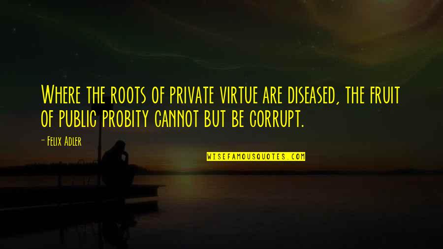 Public Private Quotes By Felix Adler: Where the roots of private virtue are diseased,