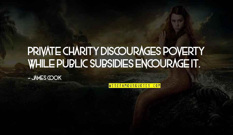 Public Private Quotes By James Cook: Private charity discourages poverty while public subsidies encourage