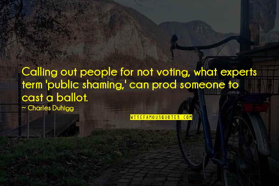 Public Shaming Quotes By Charles Duhigg: Calling out people for not voting, what experts