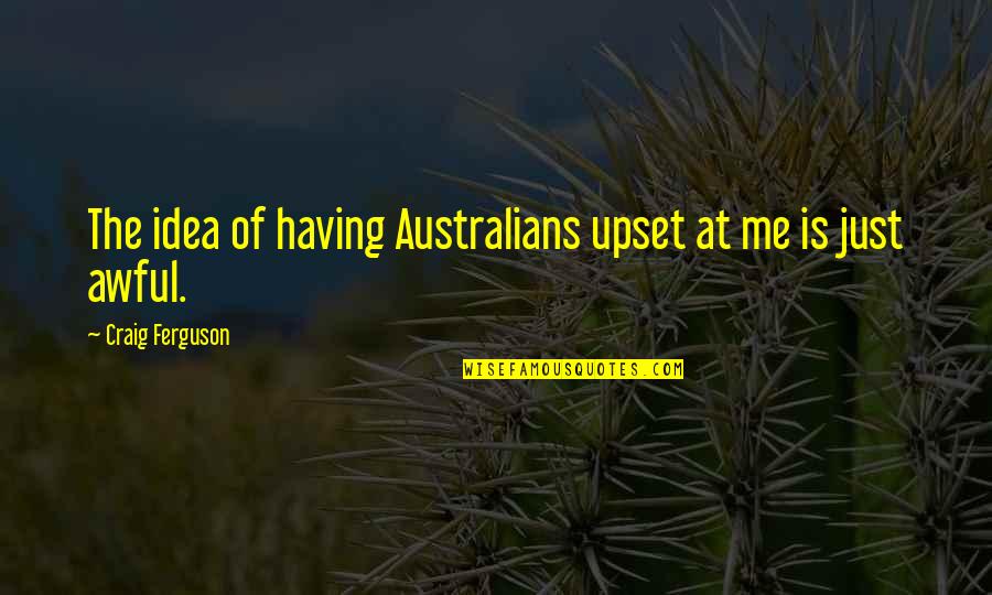 Public Speaking Humorous Quotes By Craig Ferguson: The idea of having Australians upset at me