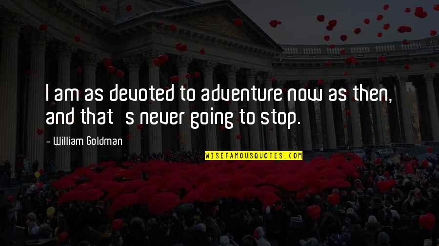 Public Speaking Humorous Quotes By William Goldman: I am as devoted to adventure now as