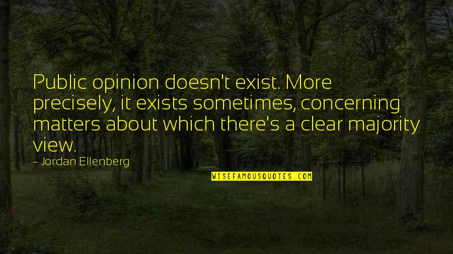 Public's Quotes By Jordan Ellenberg: Public opinion doesn't exist. More precisely, it exists