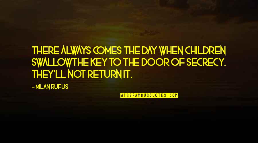 Pucci Jojo Quotes By Milan Rufus: There always comes the day when children swallowthe Pucci Jojo Quotes By Milan Rufus: There always comes the day when children swallowthe