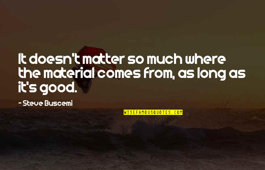 Pucciarelli Uruguay Quotes By Steve Buscemi: It doesn't matter so much where the material