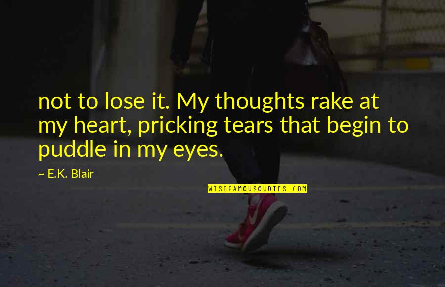 Puddle Of Tears Quotes By E.K. Blair: not to lose it. My thoughts rake at