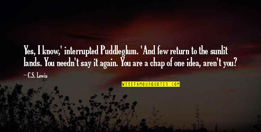 Puddleglum Quotes By C.S. Lewis: Yes, I know,' interrupted Puddleglum. 'And few return