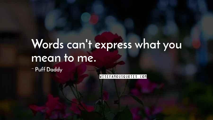 Puff Daddy quotes: Words can't express what you mean to me.
