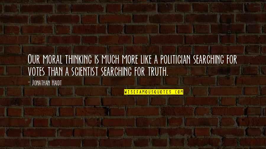 Pugad Baboy Quotes By Jonathan Haidt: Our moral thinking is much more like a Pugad Baboy Quotes By Jonathan Haidt: Our moral thinking is much more like a