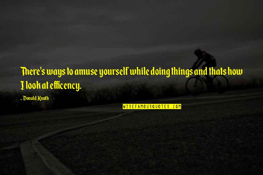 Pugsy Quotes By Donald Knuth: There's ways to amuse yourself while doing things