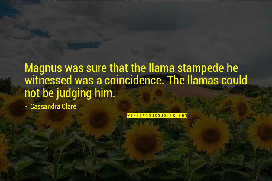 Puiul Meu Quotes By Cassandra Clare: Magnus was sure that the llama stampede he
