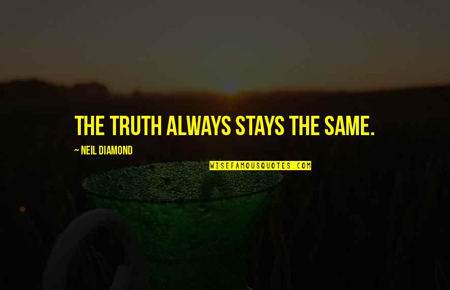 Pujara Stats Quotes By Neil Diamond: The truth always stays the same.