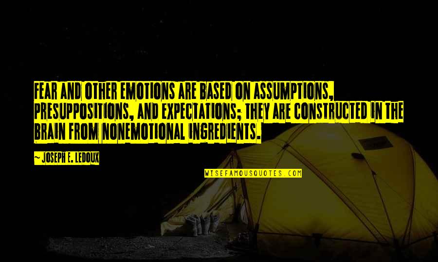 Pukkila Laatta Quotes By Joseph E. Ledoux: Fear and other emotions are based on assumptions,